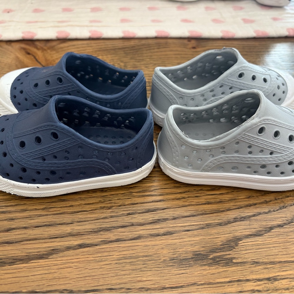 Two Pairs of Little Me like-Native shoes - Navy Blue and Gray